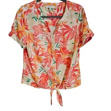 Usado, Blusa Coral Bay feminina tamanho LP mistura de linho colorida floral havaiana com botões comprar usado  Enviando para Brazil