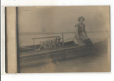 Usado, RPPC BARCO NAVIO BARCO A MOTOR BELA MULHER CANOA LANCHA WISCONSIN FOTO REAL comprar usado  Enviando para Brazil