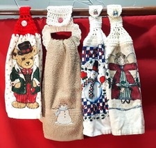 Conjunto de 4 toalhas de mão vintage de crochê penduradas Natal urso boneco de neve anjo comprar usado  Enviando para Brazil