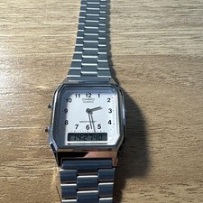 Usado, Casio Aq-230A-7B mostrador branco pulseira prata bom estado acessórios No2780 comprar usado  Enviando para Brazil