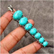 Pingente longo de pedra preciosa turquesa prata esterlina 925 feito à mão comprar usado Pingente longo de pedra preciosa turquesa prata esterlina 925 feito à mão comprar usado  Enviando para Brazil