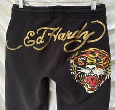 Calça de moletom ED HARDY preta tigre soletrar perna larga calça longa M, usado comprar usado  Enviando para Brazil