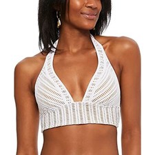 $44 Bar III Stretch Long-Line Forrado Crochê Moldado Copo Halter Top Médio comprar usado  Enviando para Brazil