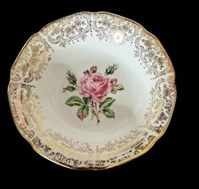 Prato floral vintage georgiano porcelana rosa ouro 22K EUA comprar usado  Enviando para Brazil
