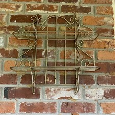 Prateleira de parede dourada MCM 1960’s rack de metal 2 camadas redemoinho vintage 19”x18” rara, usado comprar usado  Enviando para Brazil