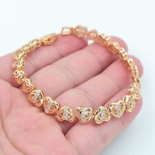 Pulseira masculina feminina folheada a ouro amarelo 18K topázio transparente corações de amor elos joias comprar usado  Enviando para Brazil