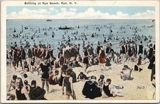 Cartão postal vintage RYE Nova York "Bathing at Rye Beach" 1922 VARICK ST. STA. Cancelar, usado comprar usado  Enviando para Brazil