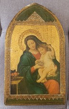 ANTICO QUADRO MADONNA CON GESÙ LEGNO DORATO ICONA STILE GOTICO RINASCIMENTALE  comprar usado  Enviando para Brazil