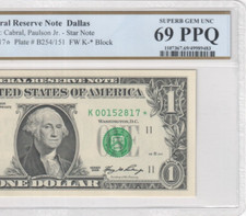 Usado, $1 2006 Nota de Estrela de Um Dólar Fr.1933-K Dallas* PCGS Classificação 69PPQ ALTA QUALIDADE comprar usado  Enviando para Brazil