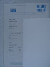 Reliant price list for sale  BOURNEMOUTH