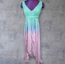 Usado, Vestido feminino Ludi pastel aqua e rosa ombre alto baixo Deusa tamanho 4 B63 comprar usado  Enviando para Brazil