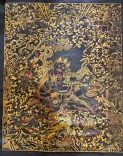 Pintura al óleo grande vintage rara pintada a mano Buda tibetano Palden Lhamo Thangka segunda mano  Embacar hacia Mexico