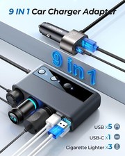 Adaptador de cargador de coche 9 en 1 PD 3 enchufes encendedor de cigarrillos divisor interruptores de carga segunda mano  Embacar hacia Mexico
