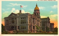 Cartão postal WY Cheyenne Wyoming State Capitol borda branca vintage PC L8514 comprar usado  Enviando para Brazil
