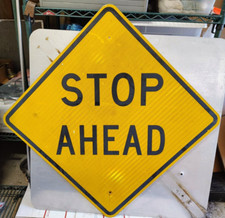 sign ahead road yellow stop for sale sign ahead road yellow stop for sale Willoughby