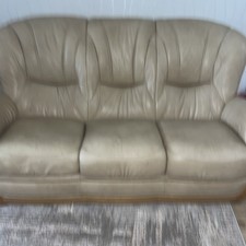 Leather beige seater for sale  BIRMINGHAM