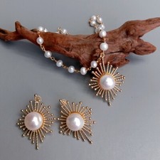Conjunto de aretes collar perlas blancas de agua dulce conjunto de joyas de aniversario para mujer regalo segunda mano  Embacar hacia Mexico