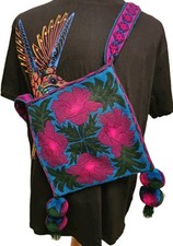 RARO Contemporâneo Huichol Têxtil Bordado à Mão Flores Roxas Teel Backround comprar usado  Enviando para Brazil