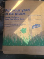 Paquete de 5 bolsas de basura de césped y hoja de Lowe's papel marrón natural residuos de patio 30 galones segunda mano  Embacar hacia Mexico
