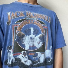 Camiseta azul gráfica vintage Jack Russell Terriers década de 1990, usado comprar usado  Enviando para Brazil