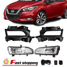 Para 2020 2021 Nissan Versa para-choque luzes de neblina lâmpada cromada com moldura + par de arnês, usado comprar usado  Enviando para Brazil