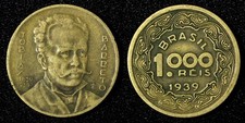 BRASIL Tobias Barreto de Meneses Alumínio-Bronze 1939 1000 Reis KM# 550 (27 805), usado comprar usado  Enviando para Brazil
