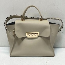 Bolsa satchel Zac Posen Zac Posen couro maciço creme ferragem dourada alça superior M, usado comprar usado  Enviando para Brazil