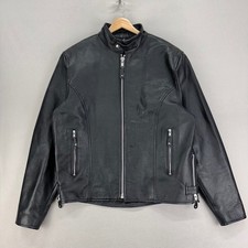 Jaqueta masculina vintage FMC Cafe Racer couro preto grande motociclista Y2K M-202 comprar usado  Enviando para Brazil