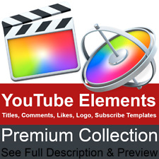 Pacotes de elementos do YouTube modelos títulos corte final Pro X Apple Motion Art 2025, usado comprar usado  Enviando para Brazil