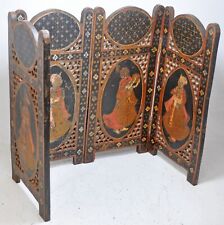 Usado, Tela divisória de mesa pequena de madeira vintage original antiga esculpida à mão pintada finamente comprar usado  Enviando para Brazil