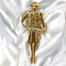 Broche Chanel Vintage Dourado 2” Mademoiselle Coco Paris 1980 Lapela de Alta Costura  comprar usado  Enviando para Brazil