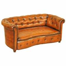 SOFÁ CHESTERFIELD REGENCY SERPENTINE TINGIDO À MÃO RESTAURADO COURO MARROM UÍSQUE, usado comprar usado  Enviando para Brazil