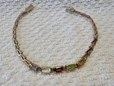Pulseira de corrente vintage de ouro 14K com pedras coloridas comprar usado  Enviando para Brazil