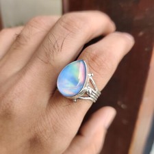Novo anel de pedra preciosa opala Aurora prata esterlina 925 presente de Natal esposa anel de presente comprar usado  Enviando para Brazil