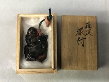 Y8535 NETSUKE escultura em madeira coral trabalho caixa Arhat Japão antigo acessório quimono, usado comprar usado  Enviando para Brazil