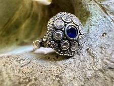 Usado, Anel turco vintage de prata com zircônia cúbica e safira na caixa comprar usado  Enviando para Brazil