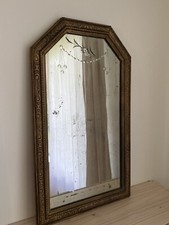 Espelho antigo gravado veneziano francês dourado com moldura de madeira 17,5x29 pátina comprar usado  Enviando para Brazil