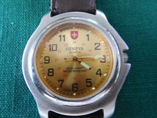 Vintage Genebra Relógio Masculino de Quartzo Dourado Mostrador Militar comprar usado  Enviando para Brazil
