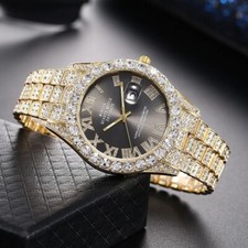 Relógio de quartzo Relogio Masculino luxo preto pulseira de aço com algarismos romanos  comprar usado  Enviando para Brazil