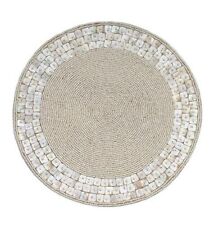 MESA DE JANTAR DECORATIVA COM MIÇANGAS PLACEMAT MARFIM REDONDA  comprar usado  Enviando para Brazil