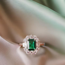 Anel de ouro branco 18k sólido proposta de noivado de diamante esmeralda natural 1,80 quilates, usado comprar usado  Enviando para Brazil
