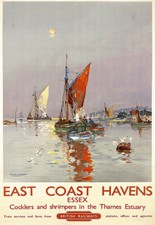 Pôster de arte EAST COAST HAVENS ESSEX British Rail Train Rail impressão de viagem comprar usado Pôster de arte EAST COAST HAVENS ESSEX British Rail Train Rail impressão de viagem comprar usado  Enviando para Brazil