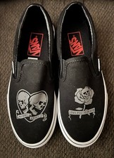 Sapato Slip-On Preto Vans Preto No Bones About It Love You To Death Skull EUA 4.5 comprar usado  Enviando para Brazil