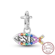 Pulsera MULA 925 Plata de Ley Hágalo Usted Mismo Dije AAA CZ Cruz y Peces para Mujer segunda mano  Embacar hacia Mexico