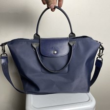 Bolsa tote Longchamp Le Pliage azul marinho náilon acabamento em couro feita na França ombro, usado comprar usado  Enviando para Brazil