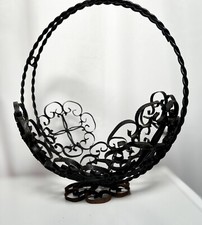 Cesta de lareira vintage Espanha ferro forjado rolo preto metal tigela de frutas pés comprar usado  Enviando para Brazil
