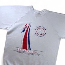 Moletom vintage anos 90 St Maarten regata gola redonda branco veleiro náutico EUA L comprar usado  Enviando para Brazil