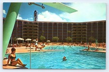 1967 Las Vegas Nevada NV Frontier Hotel extinto cartão postal publicitário piscina C26 comprar usado  Enviando para Brazil