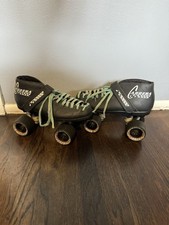 Patins masculinos vintage Riedell Carrera Speed Roller tamanho 7 PRETO modelo 105B 95A comprar usado  Enviando para Brazil