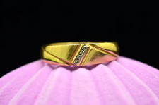 Conjunto de anel de ouro amarelo 14K inclinado 4 canais pulseira de diamante 0,08 tcw tamanho 13,75 comprar usado  Enviando para Brazil